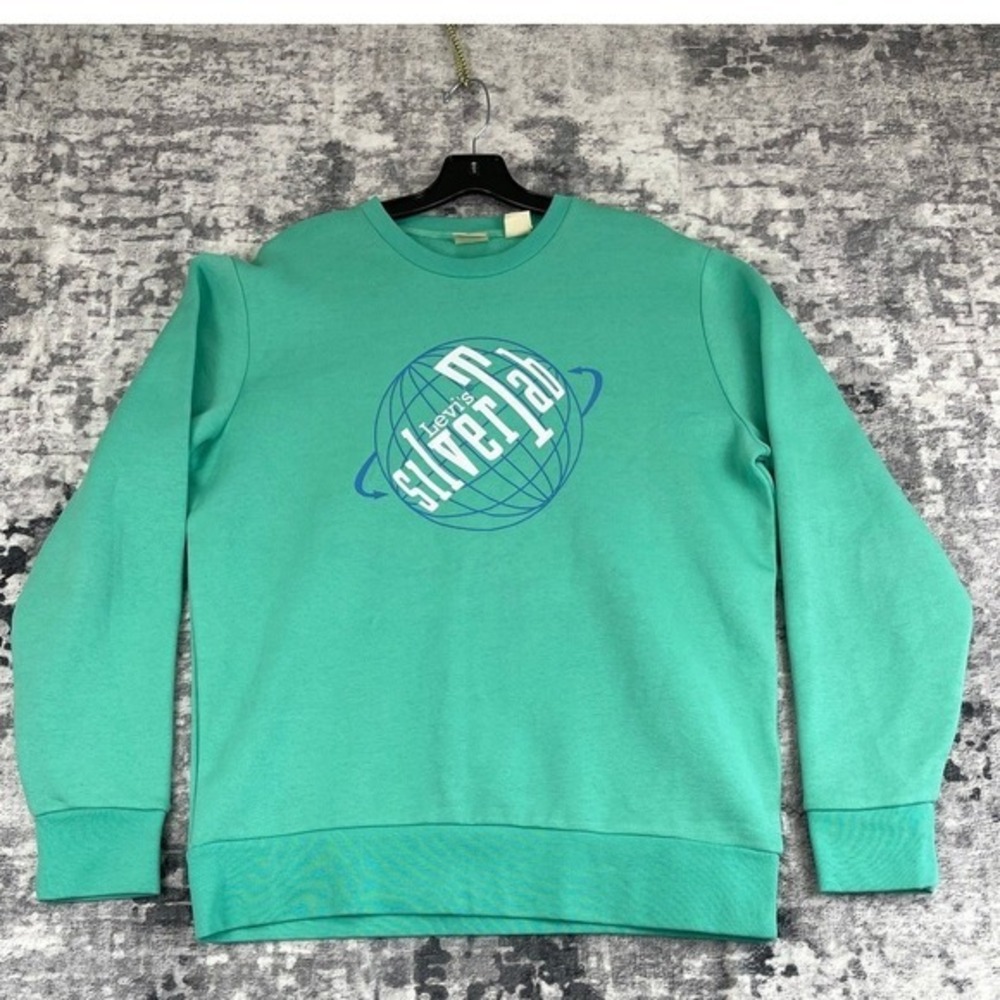 Levi­­s SilverTab Graphic Crewneck Sweatshirt Teal Green‎ Men's Size Medium